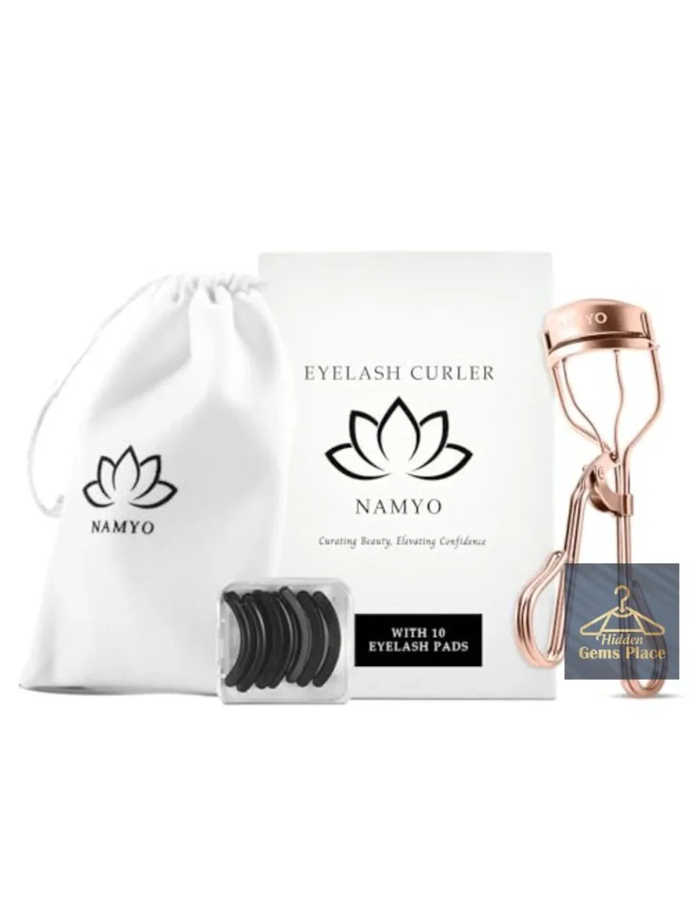 Eyelash Curler with 10 Silicone Refill Pads, Travel Size, Ergonomic
